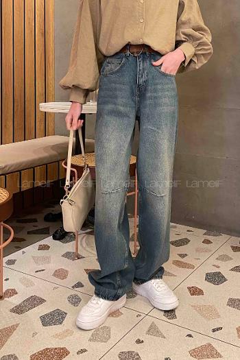 Blue Denim High Waist Denim Pants