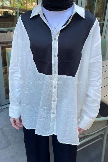 White Shirt Collar Long Arm Viscose Fabric Satin Fabric Shirt