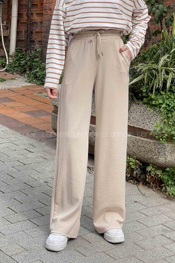 Cream Regular Trousers High Waist Regular Cut Bottom Tracksuit