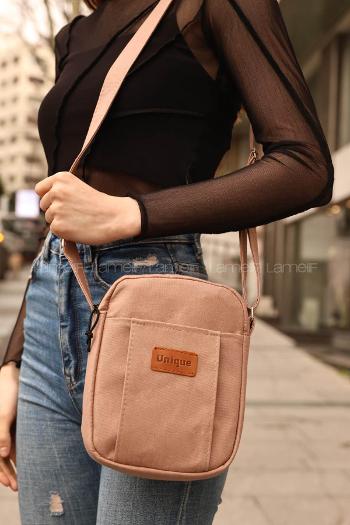 Lamelif  İki Bölmeli Omuz Çantası Vizonrengi