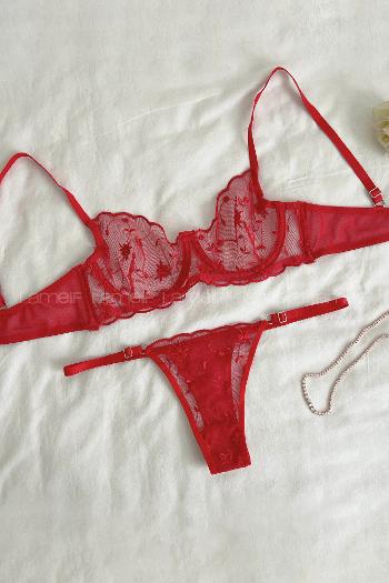Red Cotton Fabric Underwire Unsupport 