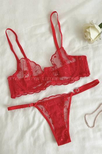 Red Cotton Fabric Underwire Unsupport 