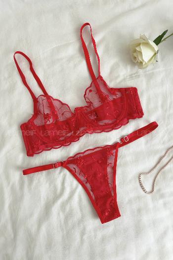 Red Cotton Fabric Underwire Unsupport 