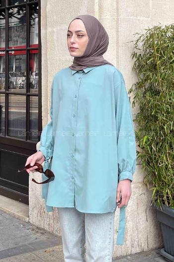 Lamelif Kol Detaylı Gömlek Mint Yeşili