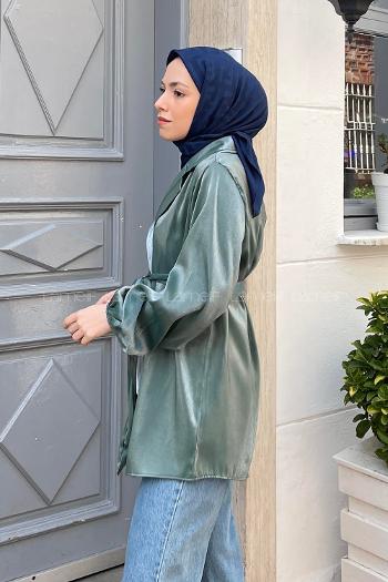 Lamelif Parlak Geçişli Ceket Mint Yeşili