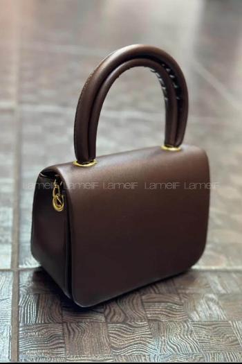 Lamelif Mini Çapraz Askılı Ve El Çantası Helen Acı Kahve