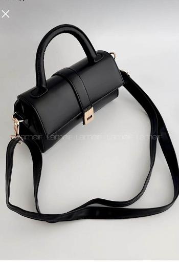 Lamelif Ruby Model Mini Üstten Ayarlanabilir Yan Askılı Kapaklı Çanta Siyah
