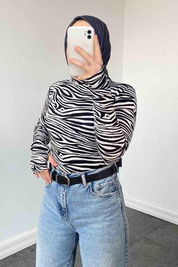 Black-3 Choker Neck Long Arm Viscose Fabric Body