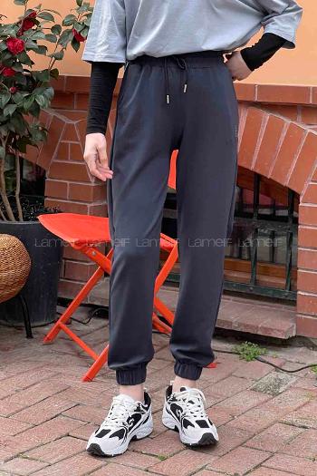 Anthracite Elastic Trousers Normal Waist Bottom Tracksuit