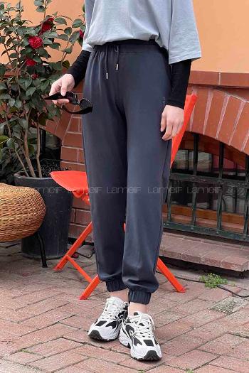 Anthracite Elastic Trousers Normal Waist Bottom Tracksuit