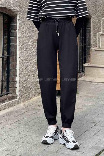 Black Elastic Trousers Normal Waist Bottom Tracksuit