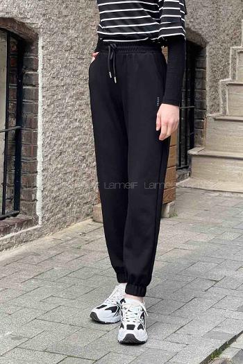 Black Elastic Trousers Normal Waist Bottom Tracksuit