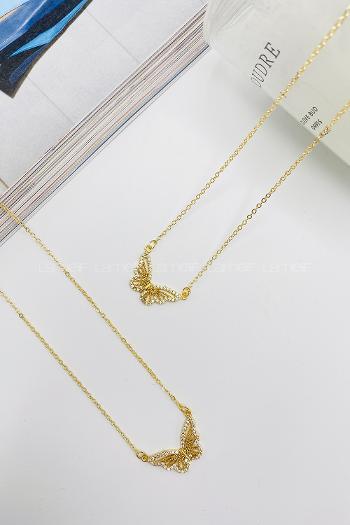 Lamelif Gold Kelebek Zirkon Kolye