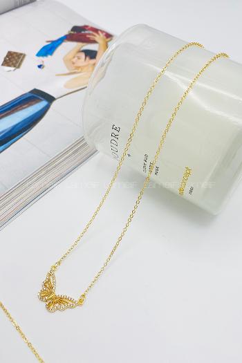 Lamelif Gold Kelebek Zirkon Kolye
