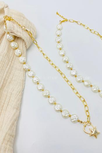 Gold-2 Silver Straight Necklace