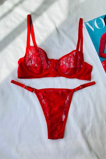 Red Cotton Fabric Underwire Unsupport 