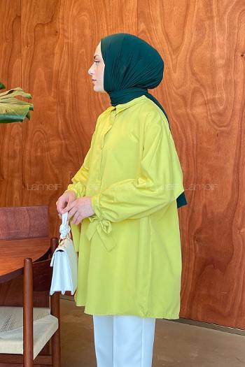 Oil Green Shirt Collar Long Arm Cotton Shirt