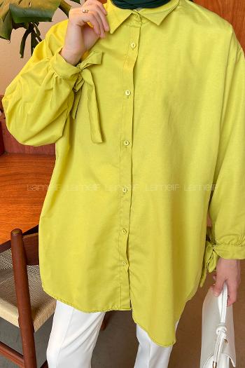 Oil Green Shirt Collar Long Arm Cotton Shirt