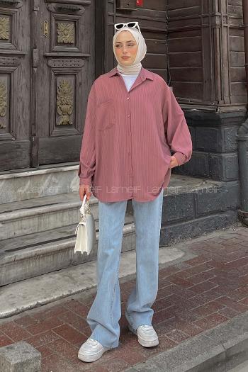 Lamelif Kraşlı Gömlek Gül