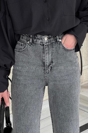 Smoked Denim Normal Waist Denim Pants