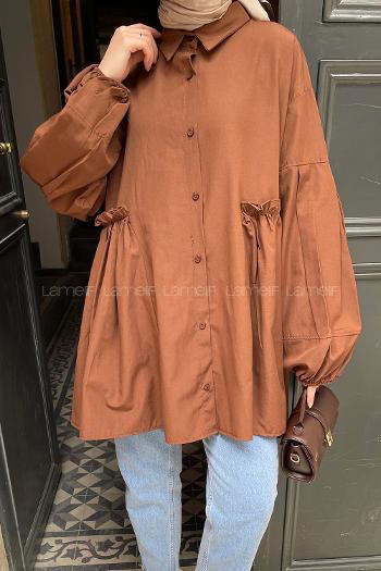 Lamelif Lopez Balon Kol Tunik Kahverengi