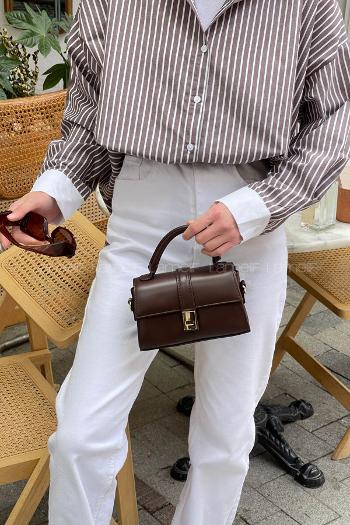 Bitter Brown With Suspenders Skin Hand Bag Bag