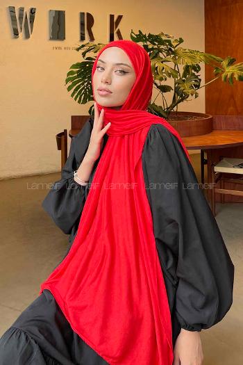 Lamelif Kırmızı Penye Şal