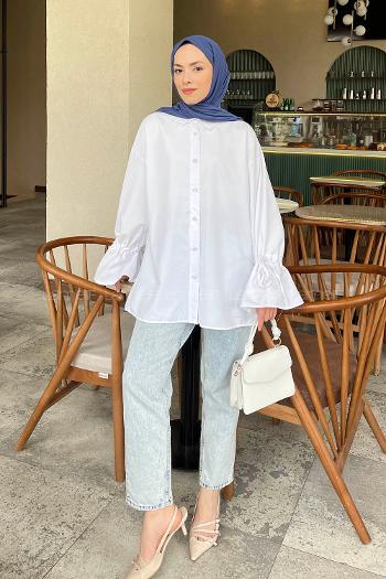 White Shirt Collar Long Arm Poplin Fabric Shirt