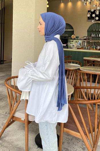 White Shirt Collar Long Arm Poplin Fabric Shirt