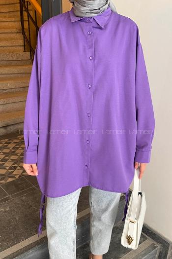 Lamelif Oversize Gömlek Mor