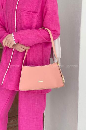 Lamelif Toka Detaylı Baget Kadın Çanta Pudra