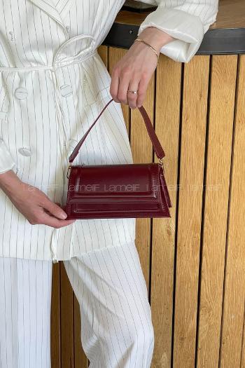 Lamelif Mini Julia Model Kadın El Ve Omuz Çantası Bordo