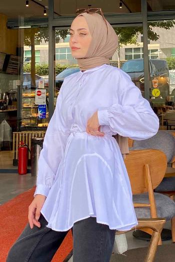 White Shirt Collar Long Arm Poplin Fabric Shirt