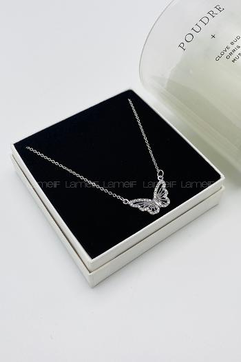 Lamelif Gümüş Kelebek Zirkon Kolye