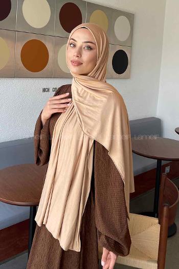 Camel Combed Fabric Straight Shawl