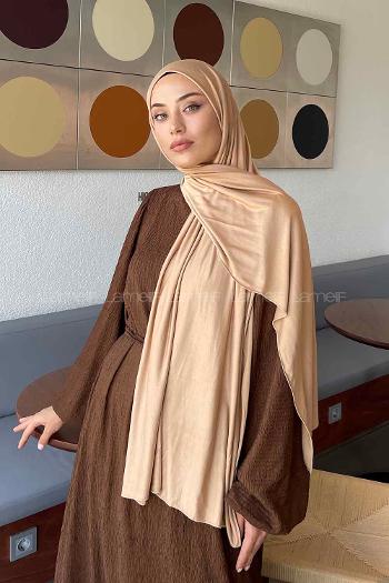 Camel Combed Fabric Straight Shawl
