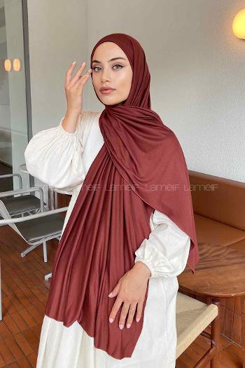 Lamelif Kızıl Kahve Penye Şal