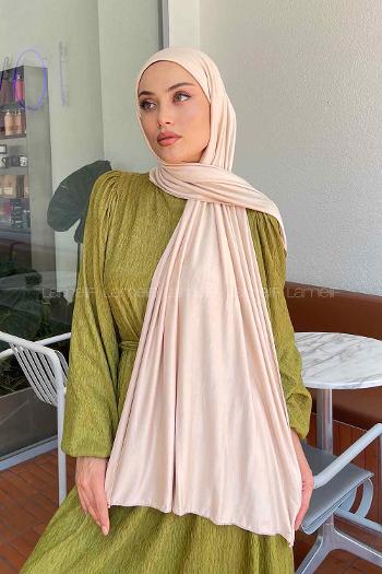 Beige Combed Fabric Straight Shawl