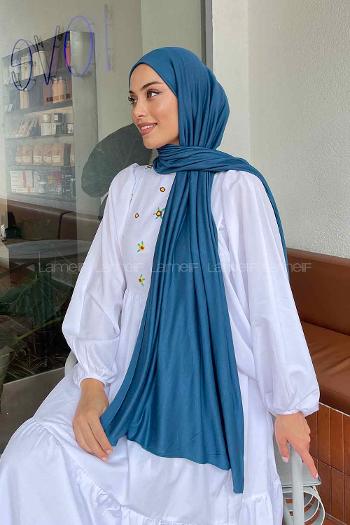 Lamelif Penye Şal Koyu Petrol Mavi