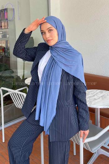 Lamelif Gök Mavi Penye Şal