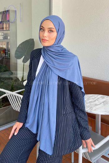 Lamelif Gök Mavi Penye Şal