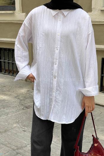 White Shirt Collar Long Arm Poplin Fabric Shirt