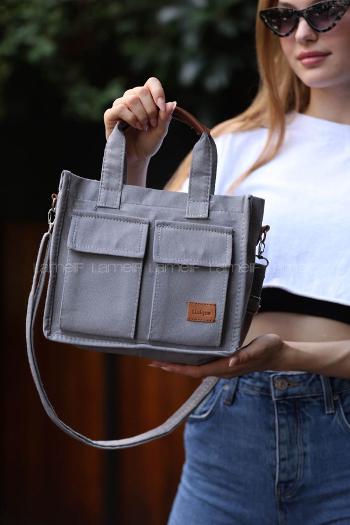 Gray With Suspenders Skin Hand Bag Bag