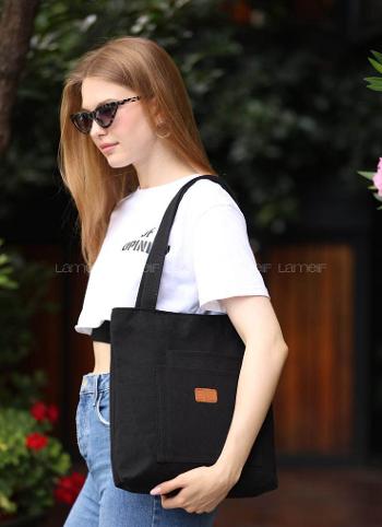 Black Without Accessories Rope Hand Bag Bag