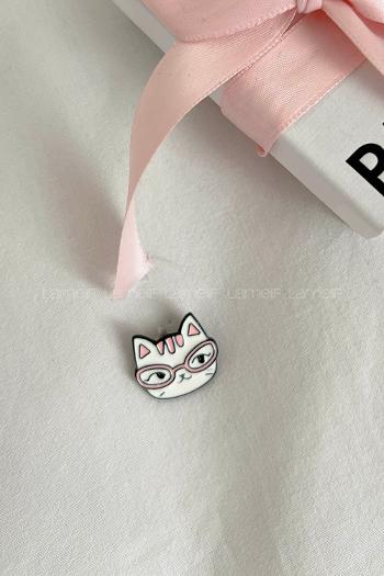 Lamelif Gözlüklü Kedi Demir Broş