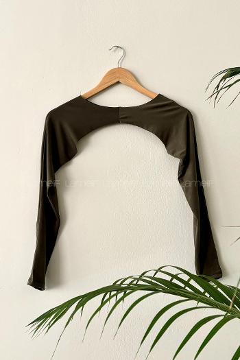 Khaki Medium Crew Neck Long Arm Unprinted Oversleeve