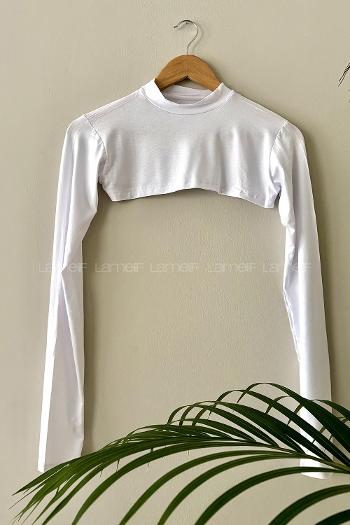 White Medium Crew Neck Long Arm Unprinted Oversleeve