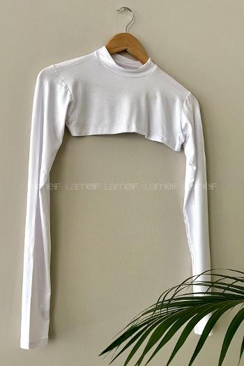White Medium Crew Neck Long Arm Unprinted Oversleeve