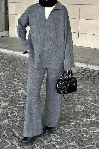 Anthracite Medium Crew Neck Long Arm Knitwear Comfortable Suit
