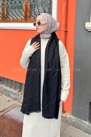 Lamelif Düz Omuz Şal Siyah